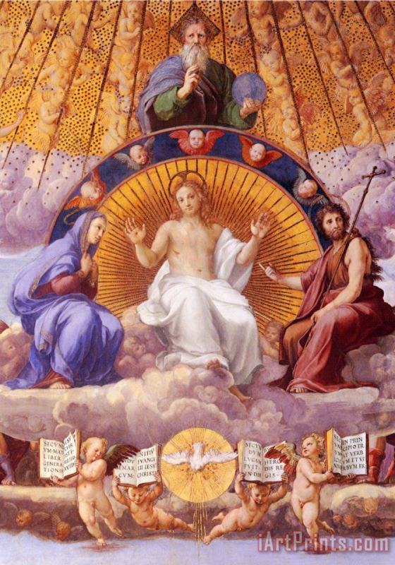 Raphael Disputation of The Holy Sacrament (la Disputa) Christ Glorified [detail 1] Art Painting